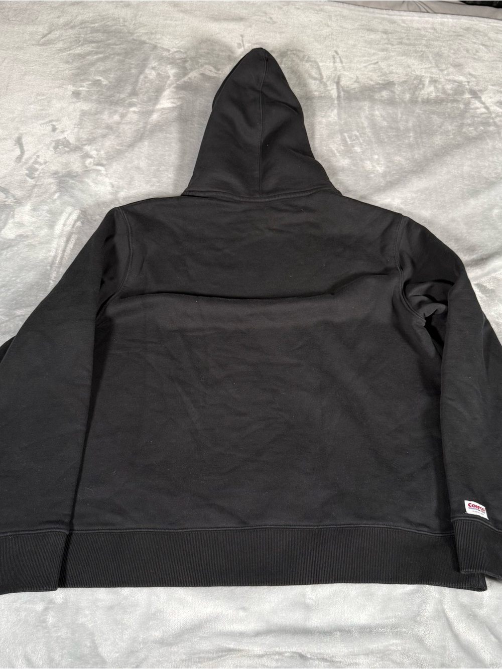 Costco Kirkland Embroidered Hoodie Mens Large Drawstring Washed Black - Picture 4 of 7